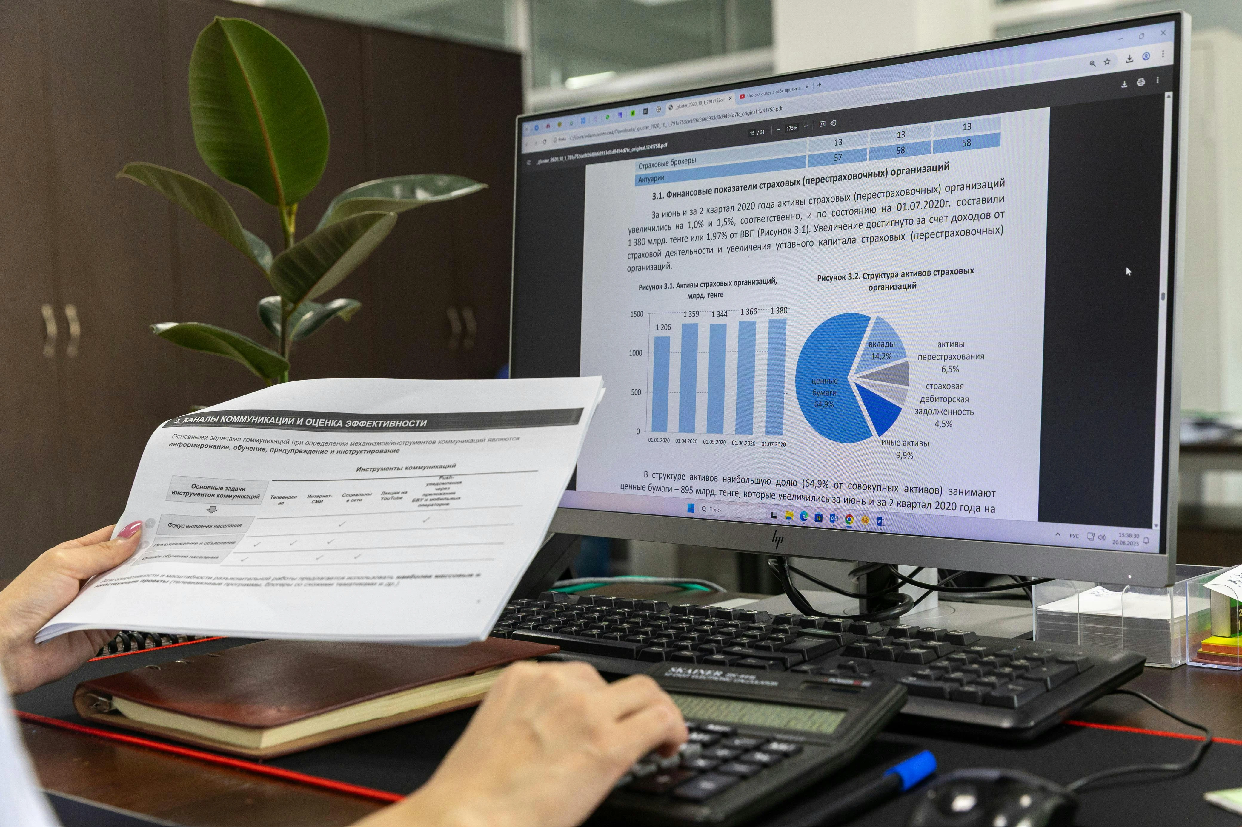 Financial charts on a screen